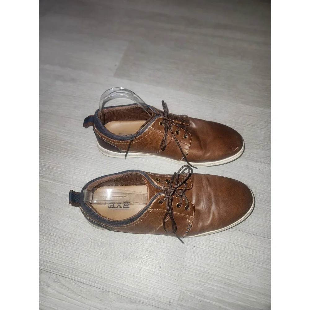 Hawkee Rye Mens Brown Faux Leather Oxford Sneakers Size 10.5 Low Top Casual